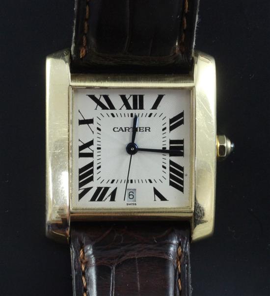 A gentlemans 1990s 18ct gold Cartier Tank Francaise automatic wrist watch,